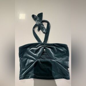Dynamite Velvet Halter Top in Teal Size M